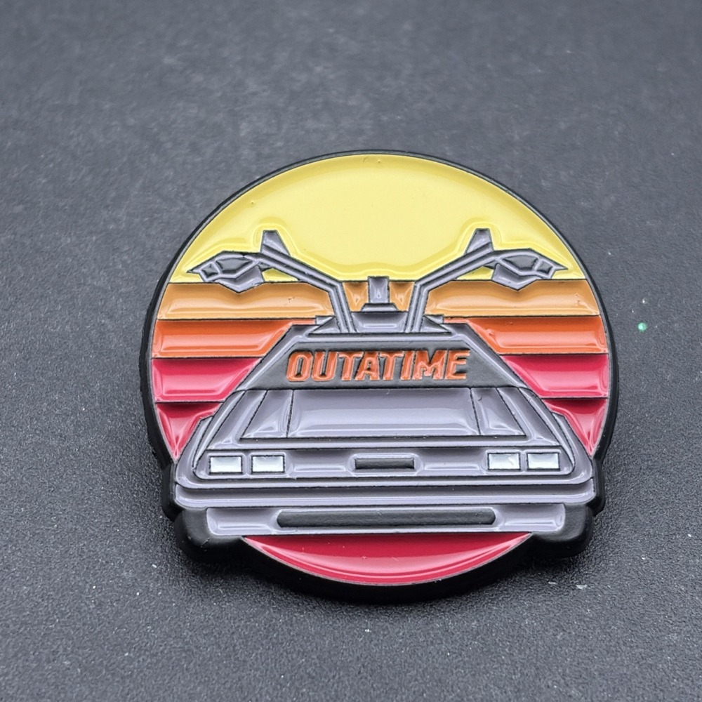 Back To The Future Delorean Outatime Sunset Vibes Lapel Hat Pin